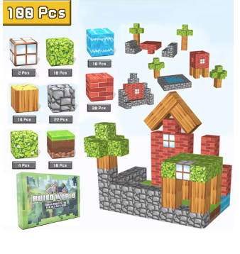 Magnetic World Building Blocks – 48/64/80/100+ Pcs Educational Set for Kids